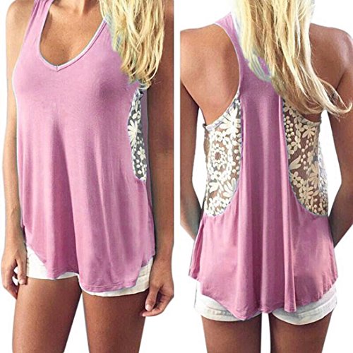 Creazy® Women Summer Lace Vest T Shirt Casual Blouse Tank Tops (XL)