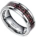 8mm Tungsten Carbide Rings Black Red Carbon Fiber Inlay Comfort Fit Wedding Band