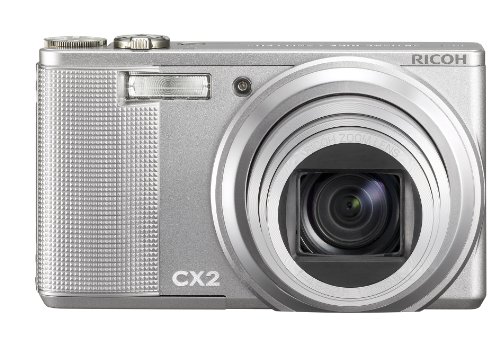 Ricoh CX2 Digitalkamera (10 Megapixel, 10-fach opt. Zoom, 7,6 cm (3 Zoll) Display, Bildstabilisator) silber