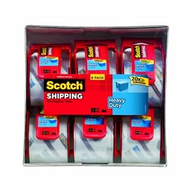 3M Scotch 50.8mmx20.3m Clear Packaging Tape with Dispenser, 6 Count (142-6)
