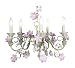 Five Arm Pink and Green Leaf and Flower Chandelier