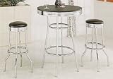 Black Retro Chrome Bar Table Set 50s Barstool Stools