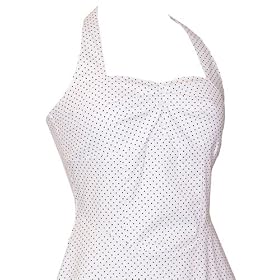 50's Rockabilly Black & White Polkadot Halter Dress Sundress