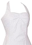 50's Rockabilly Black & White Polkadot Halter Dress Sundress, L, White with Black Pin Dot
