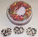 Scott's Cakes 1 lb. Dark Chocolate Covered Pretzel with Chocolate Chips & White Chocolate Chips in a Wreath Tin