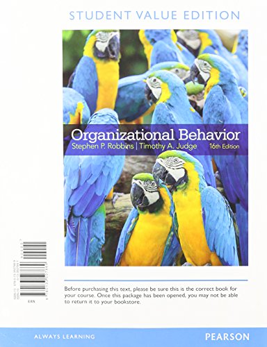 organizational behavior student value edition plus 2014 mymanagementlab with pearson etext access card package