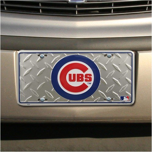 Chicago Cubs Diamond Metal License Plate
