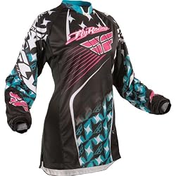 Fly Racing Kinetic Women's Motocross Motorcycle Jersey - Black/Turquoise/Pink