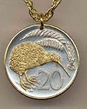 New Zealand 20 Cent Kiwi Two Tone Coin Pendant with 24 Chain
