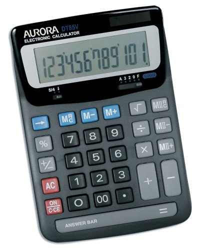 Aurora DT85V Dual Power  Jumbo Angled Display 12 Digit Desktop Calculator
