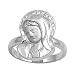 Sterling Silver Ring in Satin Finish with Clear CZ - Virgin Mary - Size: 4-9