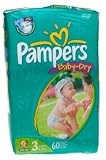 510YWB44Z6L. SL160  Pampers BabyDry Diapers Size 3 Mega Pack 60