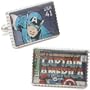 Rhodium Plated Silver Captain America Stamp Cufflinks