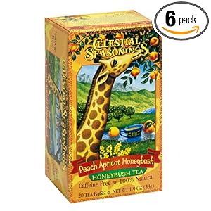 Celestial Seasonings African Tea, Peach Apricot Honeybush, Tea Bags, 20-Count Boxes (Pack of 6)