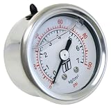 Turbosmart TS-0402-2023 0-100 PSI (0-7 Bar) 1/8 NPT Fitting Liquid Filled Fuel Pressure Regulator Gauge
