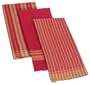 Mango 18-by-28-Inch 3-Piece Cotton Stripes Kitchen Towels, Ruby/Butternut