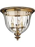Cambridge Flush Ceiling Light With Ribbed Glass Shade, in 3 finishes