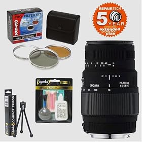 Sigma 70-300mm f/4-5.6 DG Macro Zoom Telephoto Lens & Filters & 6 Year Warranty for Canon EOS