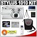 Electronics : Olympus Stylus 1010 10.1MP Digital Camera with 7x Optical Zoom (Silver) + Olympus 2GB Card + Spare Li-50B Battery + Card Reader + Compact Padded Camera Case