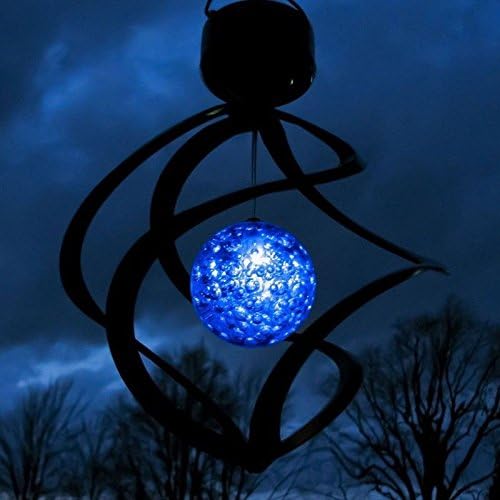 Solar Powered Color Changing Wind Spinner LED Light Hang Spiral Garden Lawn Outdoor Lamp