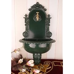 M�RCHENHAFTER GARTEN WANDBRUNNEN ALU GR�N ANTIK STIL