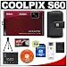Nikon Coolpix S60 10 Megapixel Digital Camera (Crimson Red) with 5x Optical Zoom + EN-EL10 Battery + 4GB Card + Leather Case + Accessory Kit