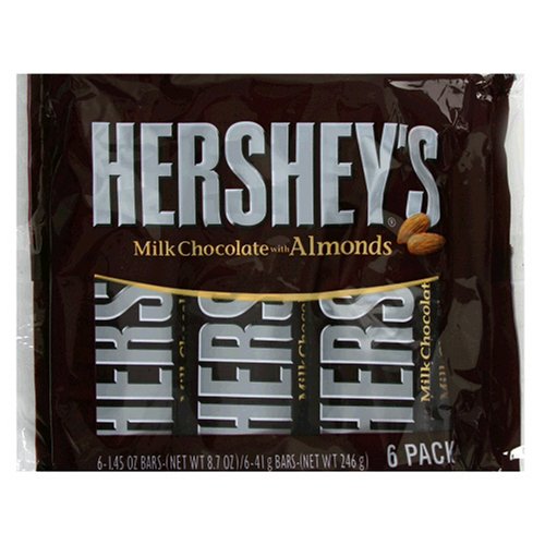 Hershey s Milk Chocolate Bars with Almonds 6-Count Bars Pack of 4B001FA1DR8 : image