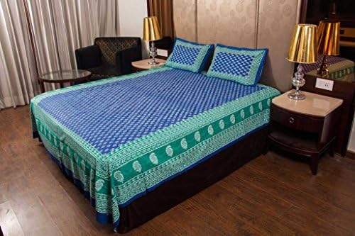 Kismat Collection 100% Pure Cotton Printed Double King Size Bedsheet With 2 Pillow Cover, Style 73