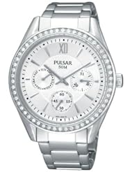 Pulsar Multifunction Swarovski® Crystals Silver Dial Womens watch #PP6009