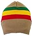 Best Winter Hats Rasta/Jamaican Striped Skull Cap Winter Hat (One Size) - Tan