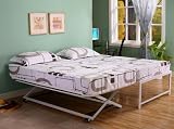 Twin Size Steel Day Bed (Daybed) Frame with Pop Up Trundle & Mattresses