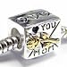 Gold Sterling Silver Love You Mom Rose Letter Bead Charm for Pandora Troll Biagi Chamilia