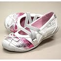 KIDS , Mädchen Ballerina, Elastikriemchen am Spann, Decksohle Leder, weiss-rosa metallic