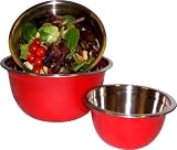 ExcelSteel 3-Piece Red Mixing Bowl Set