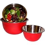 ExcelSteel 3-Piece Red Mixing Bowl Set