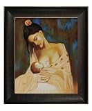 Art Reproduction Oil Painting - Picasso Paintings: Maternity (Artist Interpretation) with Veine D' Or Bronze Scoop - Bronze and Rich Brown Finish - 26.5 X 30.5 - Hand Painted Framed Canvas Art