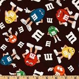 44'' Wide M&M Candy Characters Chocolate Fabric By The Yard