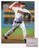 Brandon Webb Autographed Pitching Away Jersey Vertical 8 x 10 Photograph (Unframed)