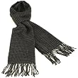 Men's Winter Cashmere Feel Scarf Houndstooth Charcoal Gray with Black