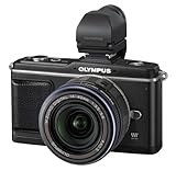 Olympus PEN E-P2 Systemkamera (12,3 Megapixel, 7,6 cm Display, Bildstabilisator) Kit inkl. 14-42mm Objektiv und EVF Sucher schwarz