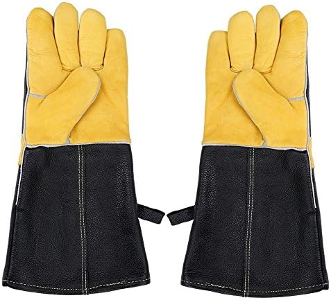 Work Gloves Extra Long Home Grain Leather Cotton BBQ Heating Fireplace Stove Gloves work gloves men leather 15 Inch