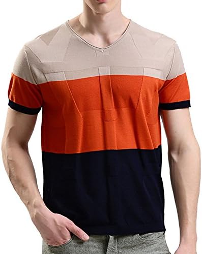 Myfashion Men's Cotton Leisure T-shirt Size M Orange