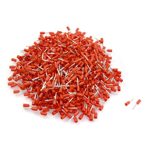 Red PVC Sleeve Insulating Pin Terminals Connector for 19 AWG 1000 Pcs