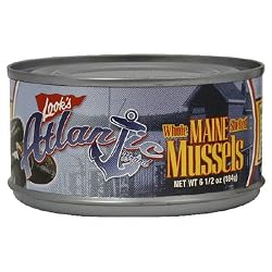 Atlantic Whole Shelled Maine Mussels, 6.5-Ounce Tins (Pack of 6)