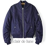 WOMEN 着心地抜群!季節の中間を繋ぐ、 裏地付きMA-1 ブルゾン。【全3色】 clair de lune(クレールドリュンヌ)ネイビー L