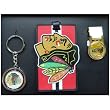 Chicago Blackhawks Spinning Keychain,Luggage ID Tag and a Brass Money Clip