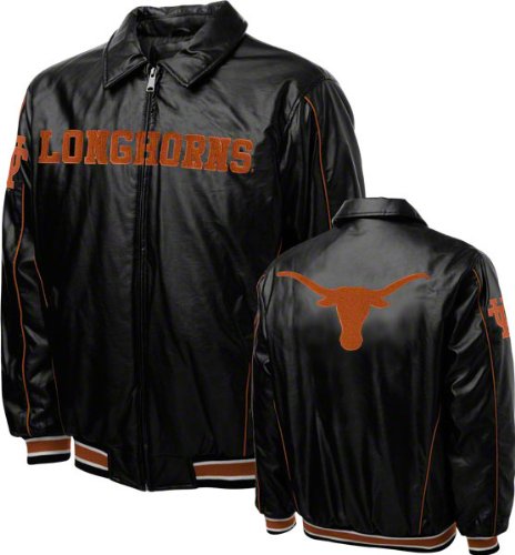 Texas Longhorns Faux Leather Full-Zip Varsity Jacket