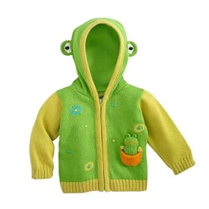 Fair Indigo Joobles Flop the Frog Baby Organic Cardigan (0-6 Months)