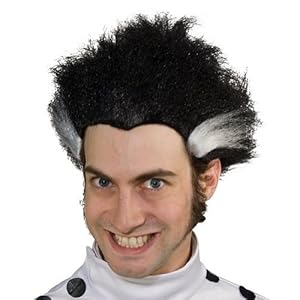 Black Wig With White Streaks Freakazoid Mad Scientist Bride Of Frankenstein New