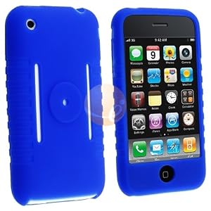 iPhone 1st Gen (NOT for iPhone 3G) Silicone Case w/ Screen Protector (Dark Blue)